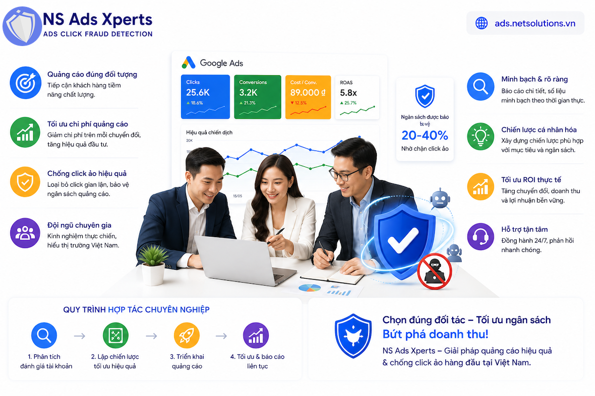 Tìm Công Ty Quảng Cáo Google Uy Tín 2026: Giải Pháp Chống Click Ảo & Tối Ưu ROI Thực Tế
