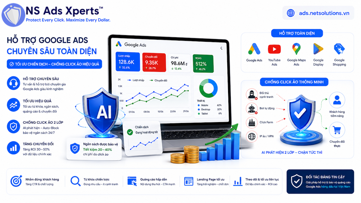 Hỗ Trợ Google Ads Chuyên Sâu: Tối Ưu Chiến Dịch & Chống Click Ảo Hiệu Quả