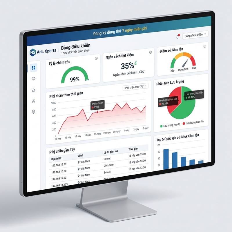 Bảng điều khiển NS Ads Xperts chống click ảo
