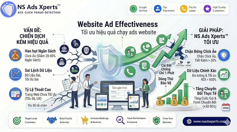 Giải ph&aacute;p chạy ads website hiệu quả với NS Ads Xperts