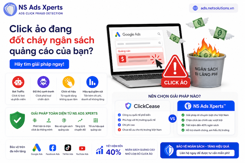 Bảng so s&aacute;nh t&iacute;nh năng ClickCease v&agrave; NS Ads Xperts
