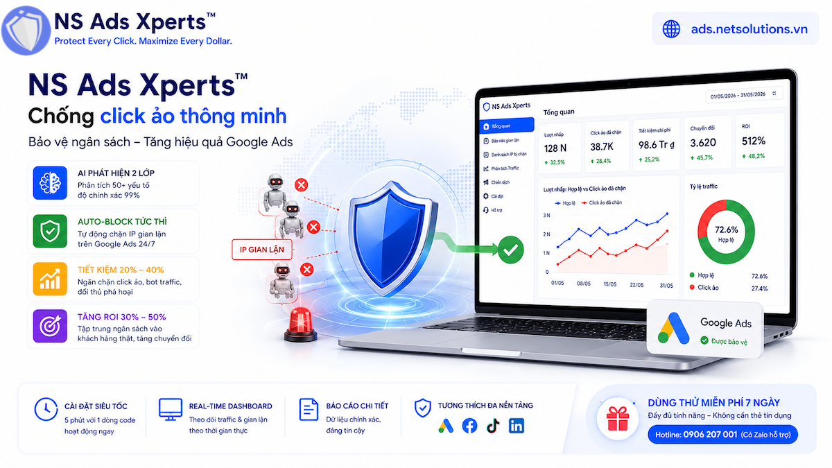 Giải ph&aacute;p chống click ảo Google Ads