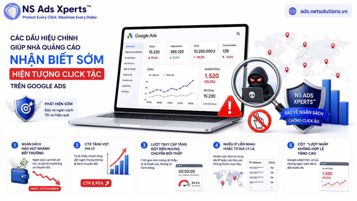 Dấu hiệu nhận biết click tặc tr&ecirc;n Google Ads